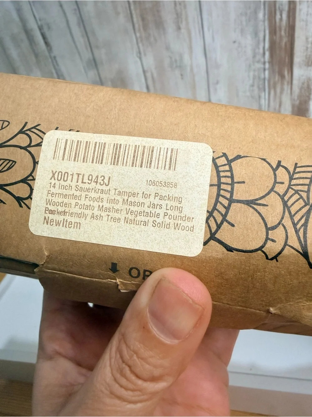 14 Inch Sauerkraut Tamper for Packing Fermented Foods - Natural Wood